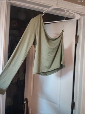 Asymmetric Olive Green One-Shoulder Crop Top